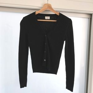 Aritzia Wilfred Black Merino Wool Cotton Cardigan - Size L